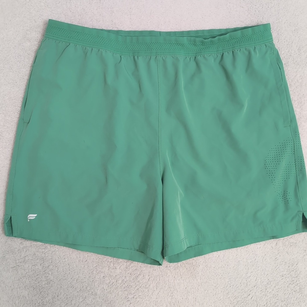 Fabletics Shorts Mens 2XL 37"x5" Green Fundamental Lined Athletic Run Big Logo